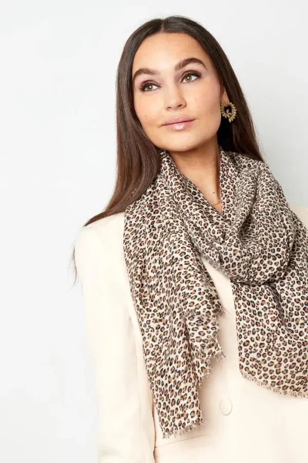 Sjaal panterprint Beige