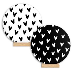 Wenscirkel 14cm - Hartjes voor jou wit/zwart / Hartjes voor jou zwart/wit