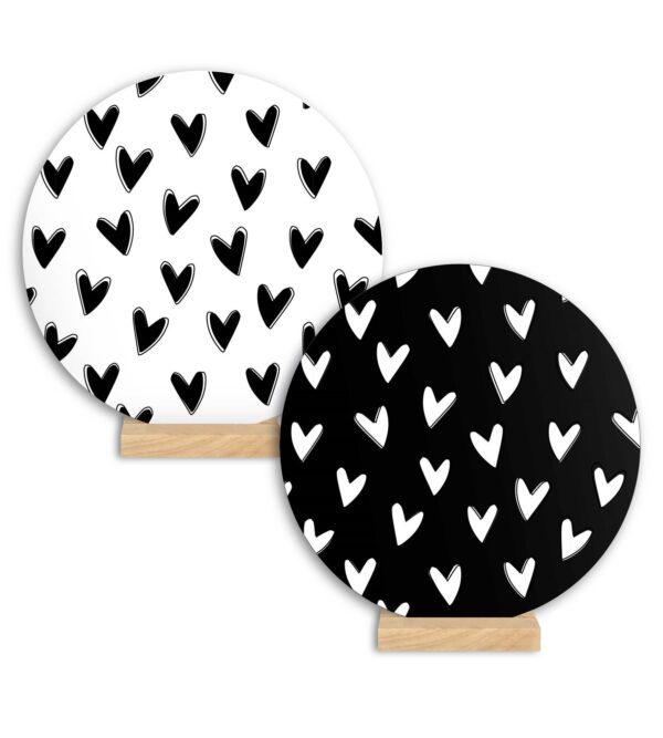 Wenscirkel 14cm - Hartjes voor jou wit/zwart / Hartjes voor jou zwart/wit