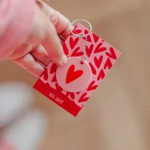 Sleutelhanger - Hartje roze/rood