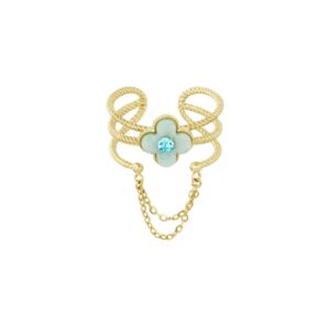 Ring met bloemetje en ketting | Groen