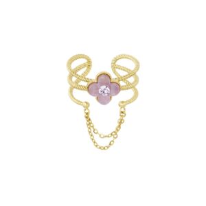Ring met bloemetje en ketting | Paars