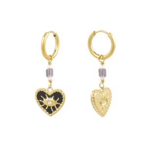 Oorbellen lovely eye | Zwart / Goud