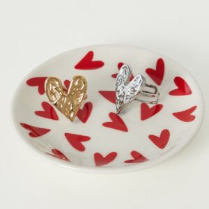 Sieraden schaaltje hartjes | Rood wit