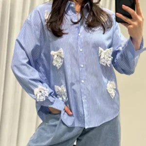 Blouse strik | blauw