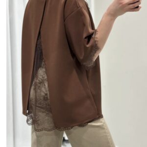 Shirt met kant | bruin